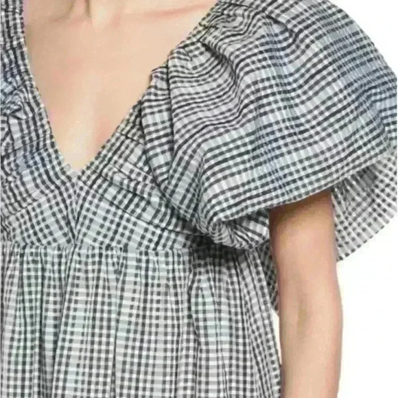 New! Moon River Gingham Flutter Sleeve Babydoll Dress - Picture 3 of 10